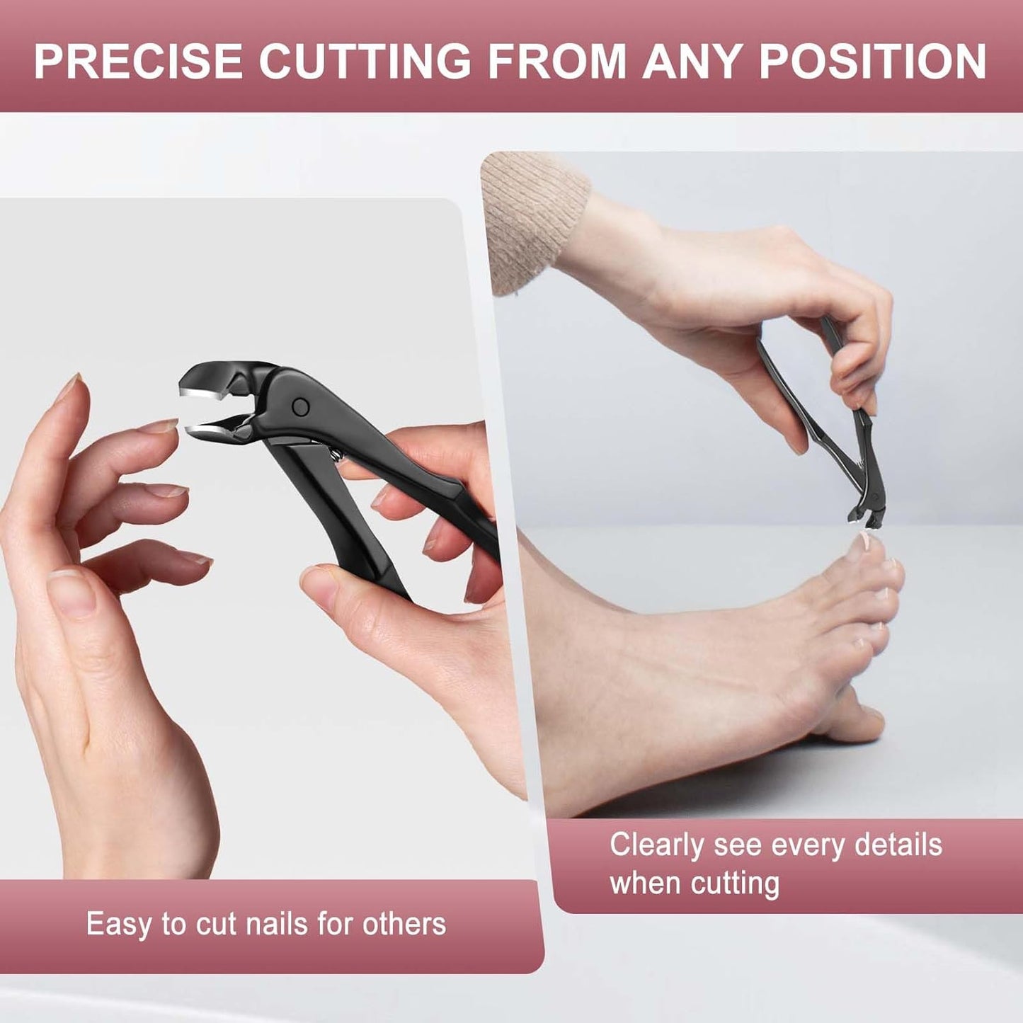 Ergonomic Nail Clippers for Men, Long Handled Toenail Clippers for Thick Toenails, Large Toe Nail Clippers for Thick Nails for Seniors Men Women, Heavy Duty Sharp Fingernail Clipper, Black