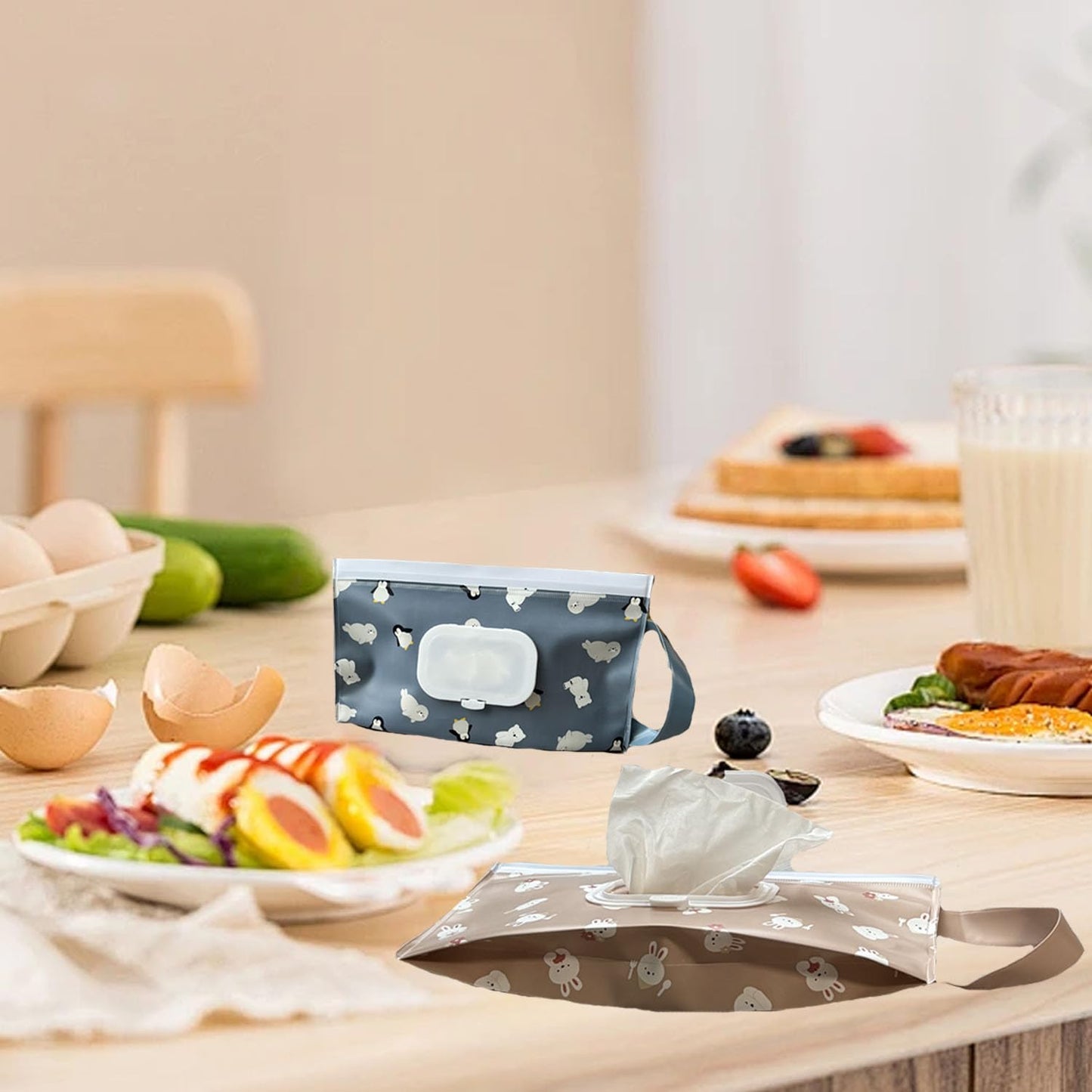 3 Pack Baby Wipes Dispenser,Reusable Portable Wipe Holder,Travel Wipes Pouch Baby Wipes Containe,Wet Wipe Bag for Baby or Personal