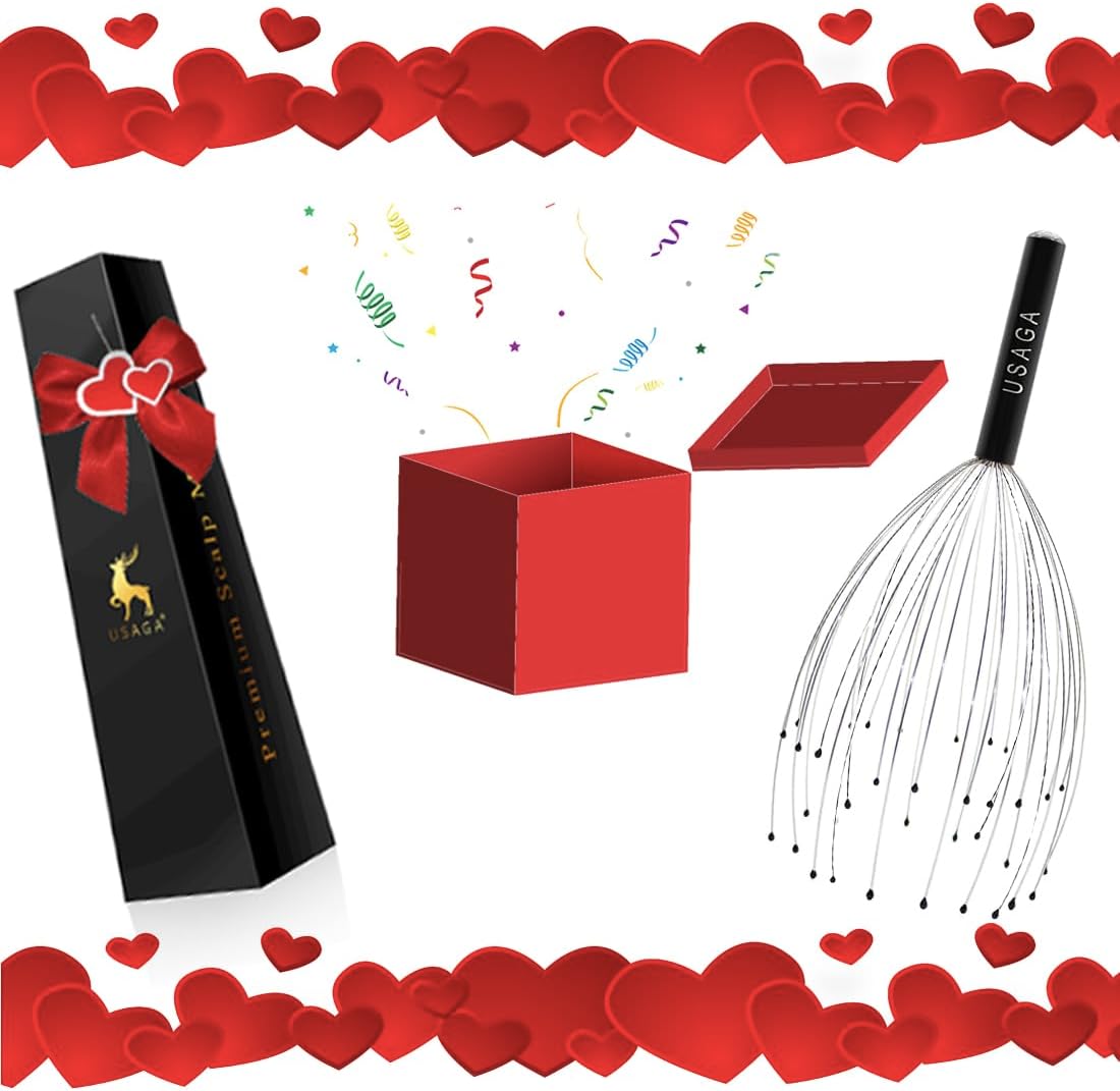 USAGA 36 Fingers Head Massager Scalp Massager Head Scratcher, Stocking Stuffers Gift for Scalp Body Relaxing (Black)