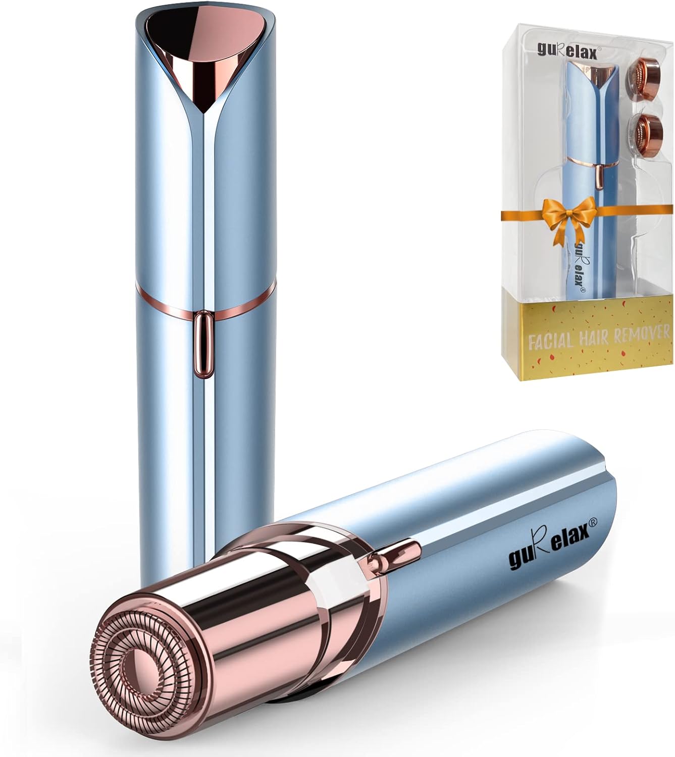 Gurelax Hair Remover for Women, Hair Removal Device, Facial Hair Removal for Women, Best Touch Face Shaver As Christmas Gift, Electric Upper Lip/Mustache Hair Remover, Included 2 x Replacement Heads