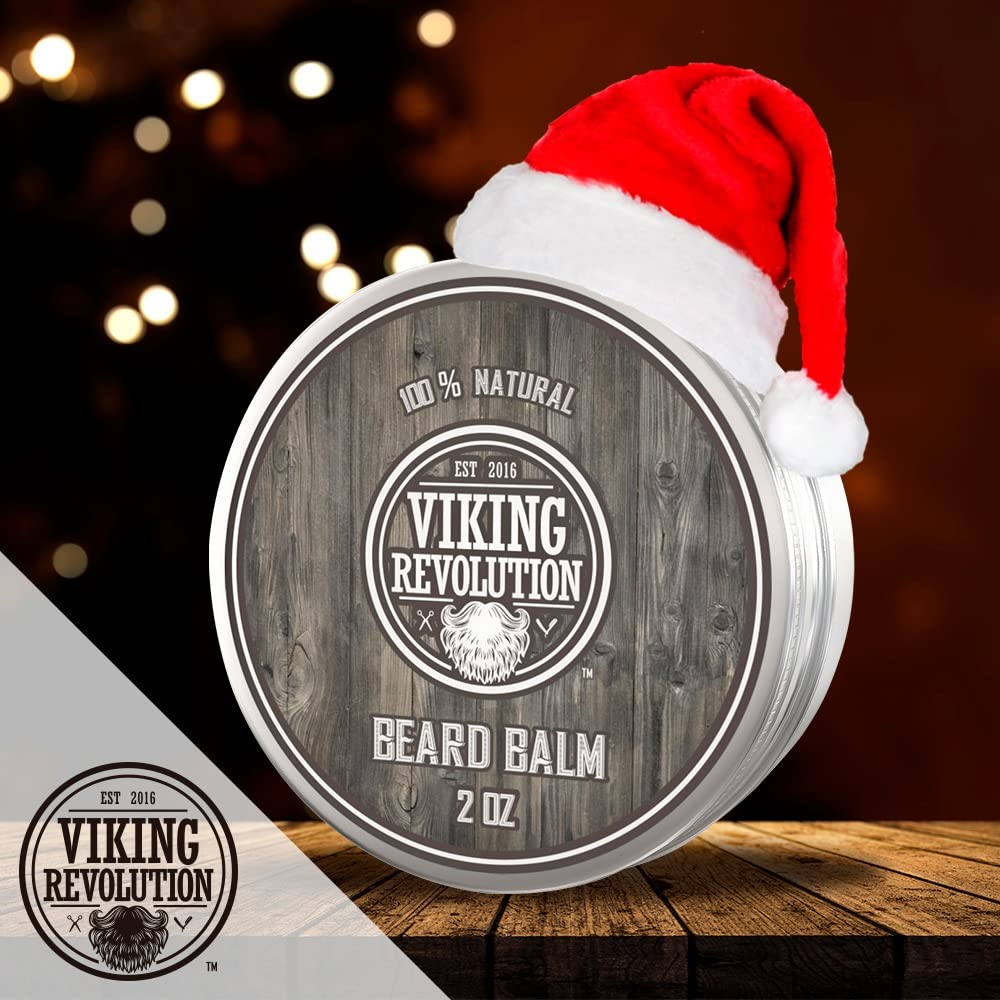 Viking Revolution BEST DEAL Beard Balm with Argan Oil & Mango Butter - Styles, Strengthens & Softens Beards & Mustaches - Citrus Scent Leave in Conditioner Wax for Men