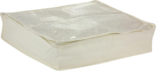 Household Essentials Lightweight Canvas Sweater Bag 2 Pack, Durable Canvas with Clear PEVA Top, 3-Sided Zipper, Perfect Fit for Shelving or Under the Bed