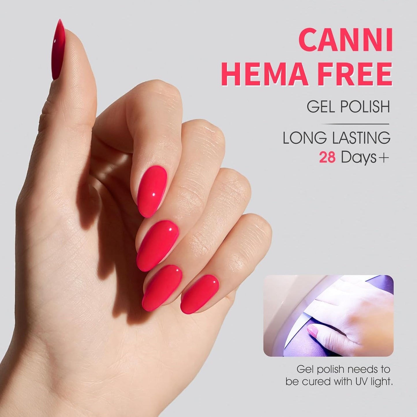 CANNI 6 Colors 9 ML Hema-Free Glitter Red Gel Nail Polish Set, Dark Cherry Red Gel Polish Kit, Soak Off LED Nail Gel Manicure Kit DIY at Home Salon Gifts