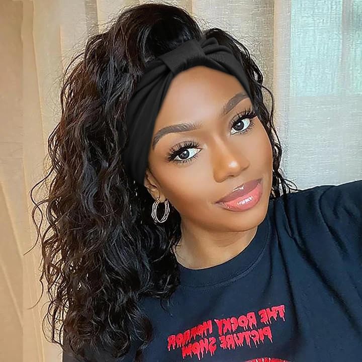 Wide Headbands for Women Black Stylish Head Wraps Boho Thick Hairbands Large African Leopard Printed Sport Yoga Turban Headband Hair Accessories (Pack of 4)