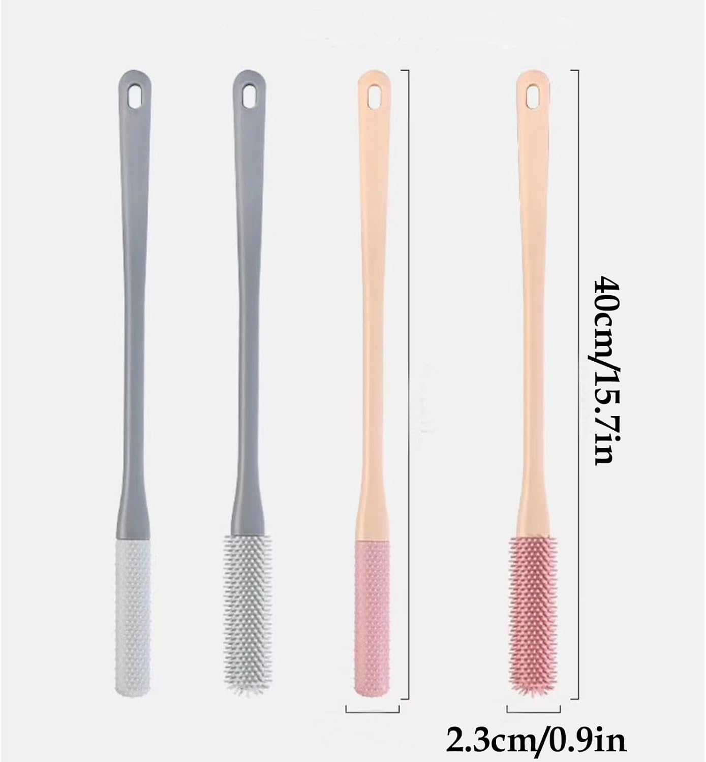 Toe Cleaning Brush,15.7" Foot Scrubber in Shower with Long Handle Shower Foot Scrubber Foot Brush Toe Scrubber for Exfoliating for Men,Women and Seniors(Pink)