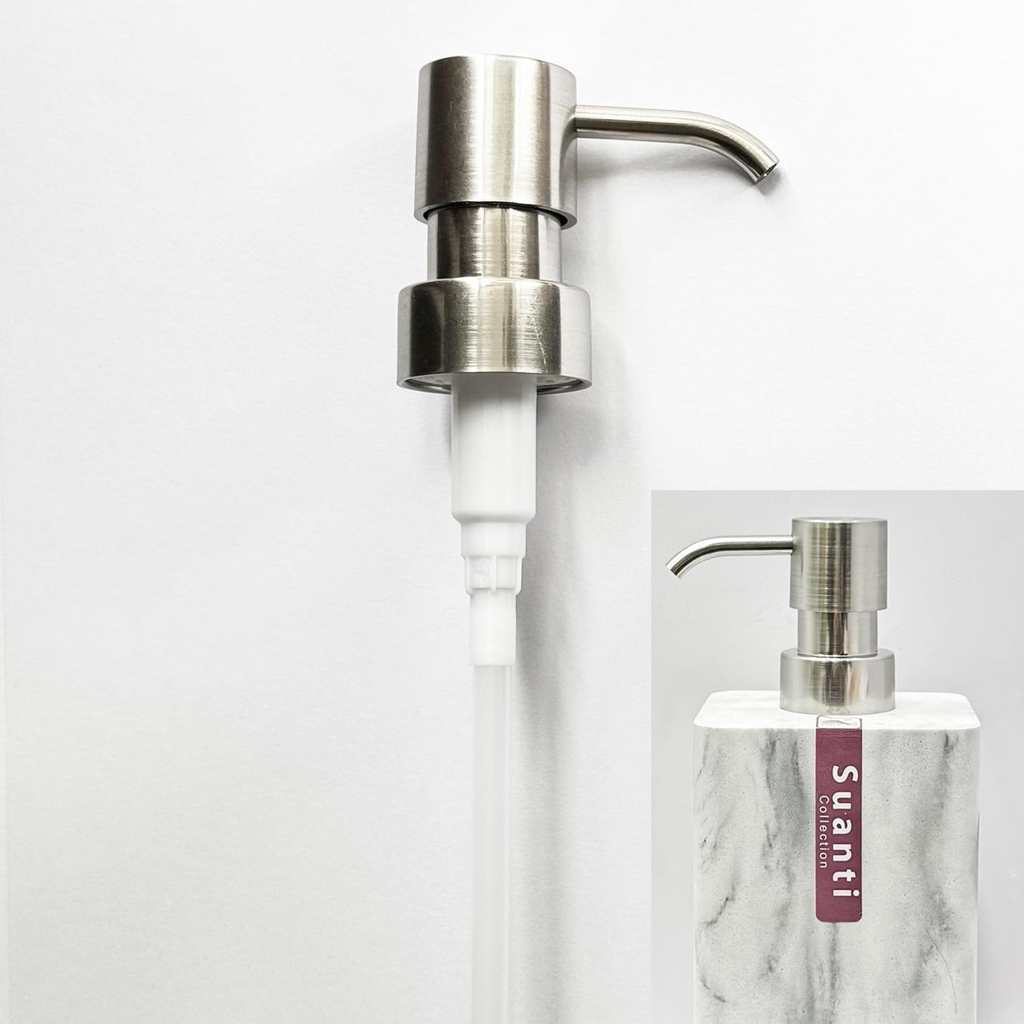 Soap Pump Replacement, Hand Soap Dispensers Pump for Bathroom, Replacement for Round 1.1in (28 mm) Neck Bottles,Rust Proof&Leak Proof for Soap Lotion Bottle Upcycling (Silver, 2 Pack)