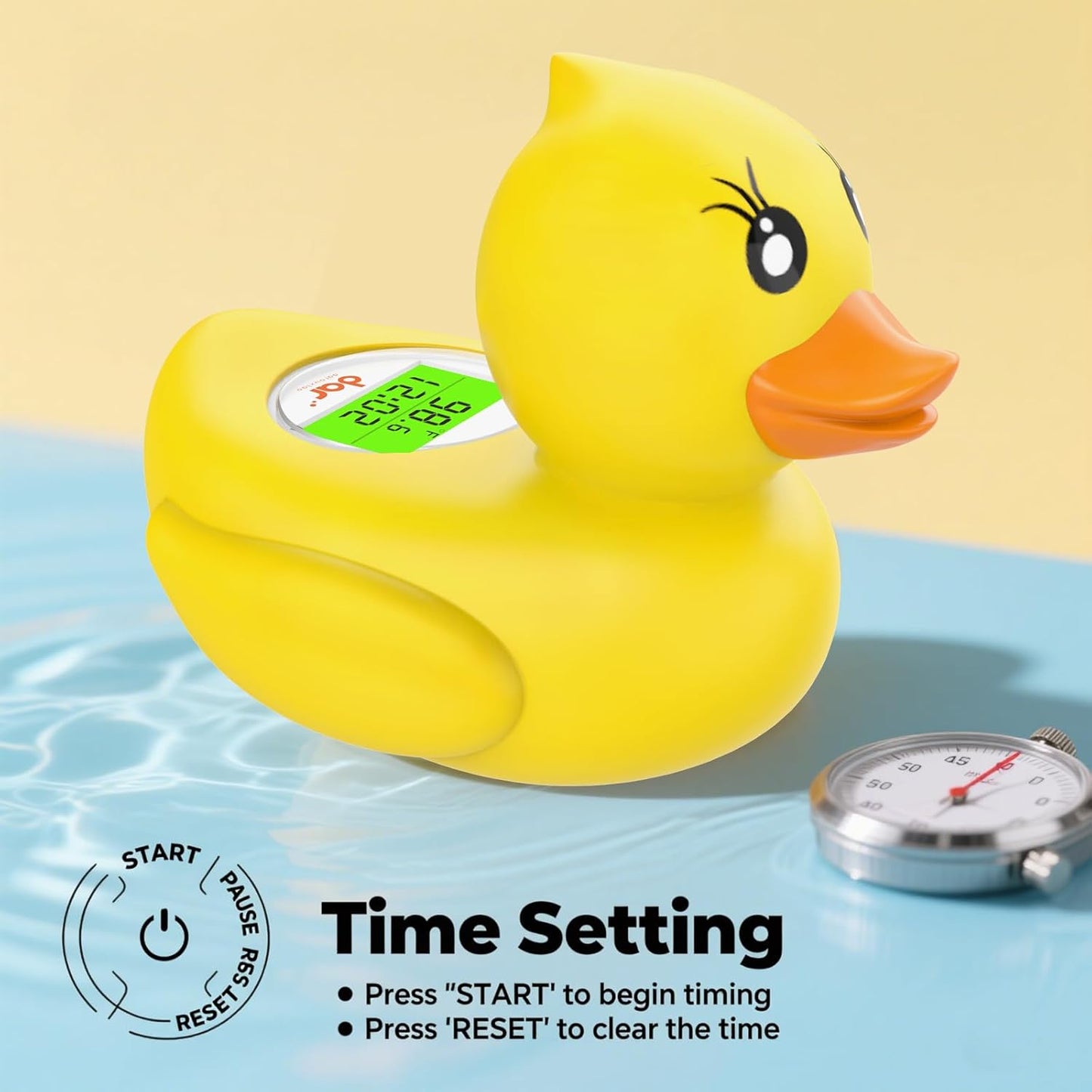 Baby Bath Thermometer with Timer and 3 Color Backlit, Digital Water Temperature Thermometer with and Temperature Warning, Safety Bath Tube Thermometers Floating Toy for Infant, Toddler