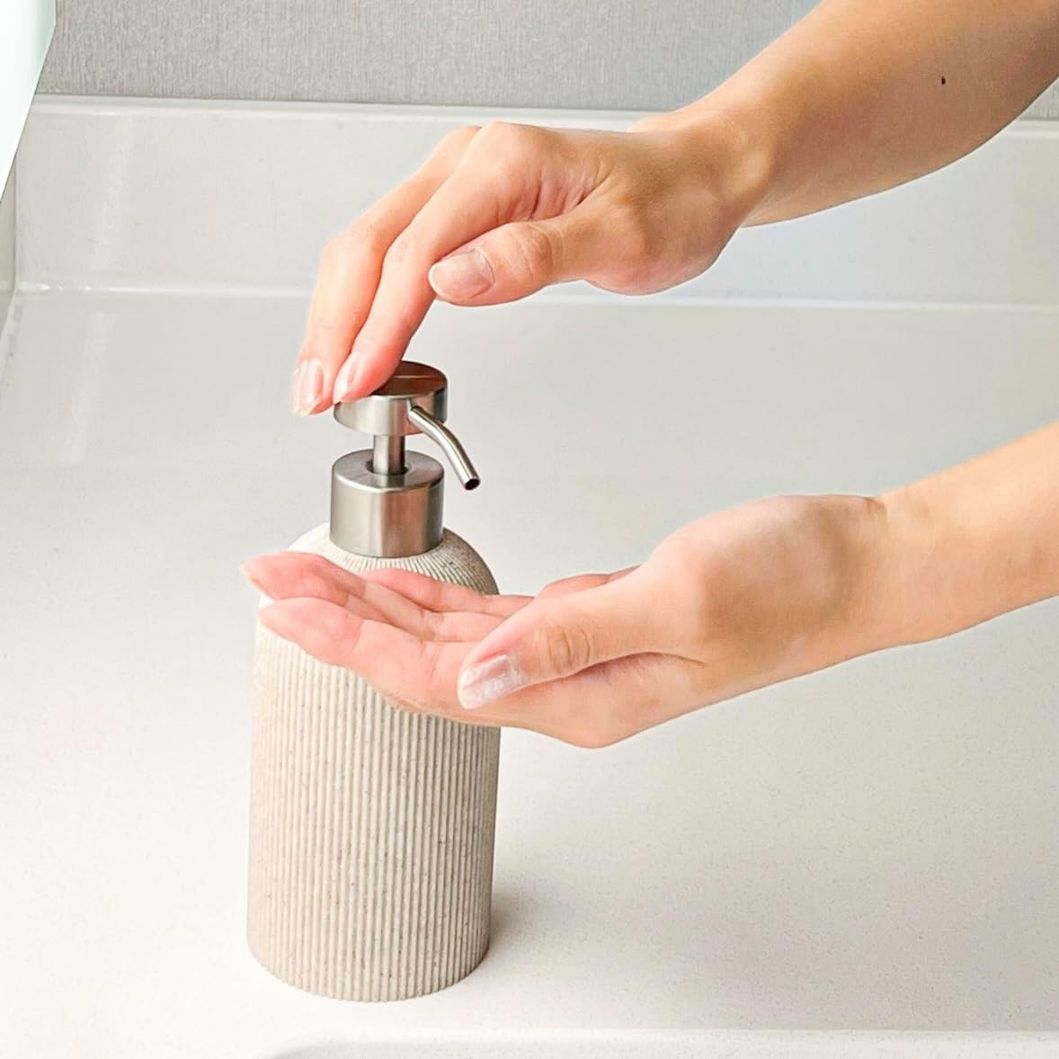 Stainless Steel Soap Pump Replacement, 2 Pack Pump Head, 28/400 Threads Standard Size, Brushed Nickel Finish (Stainless Steel)