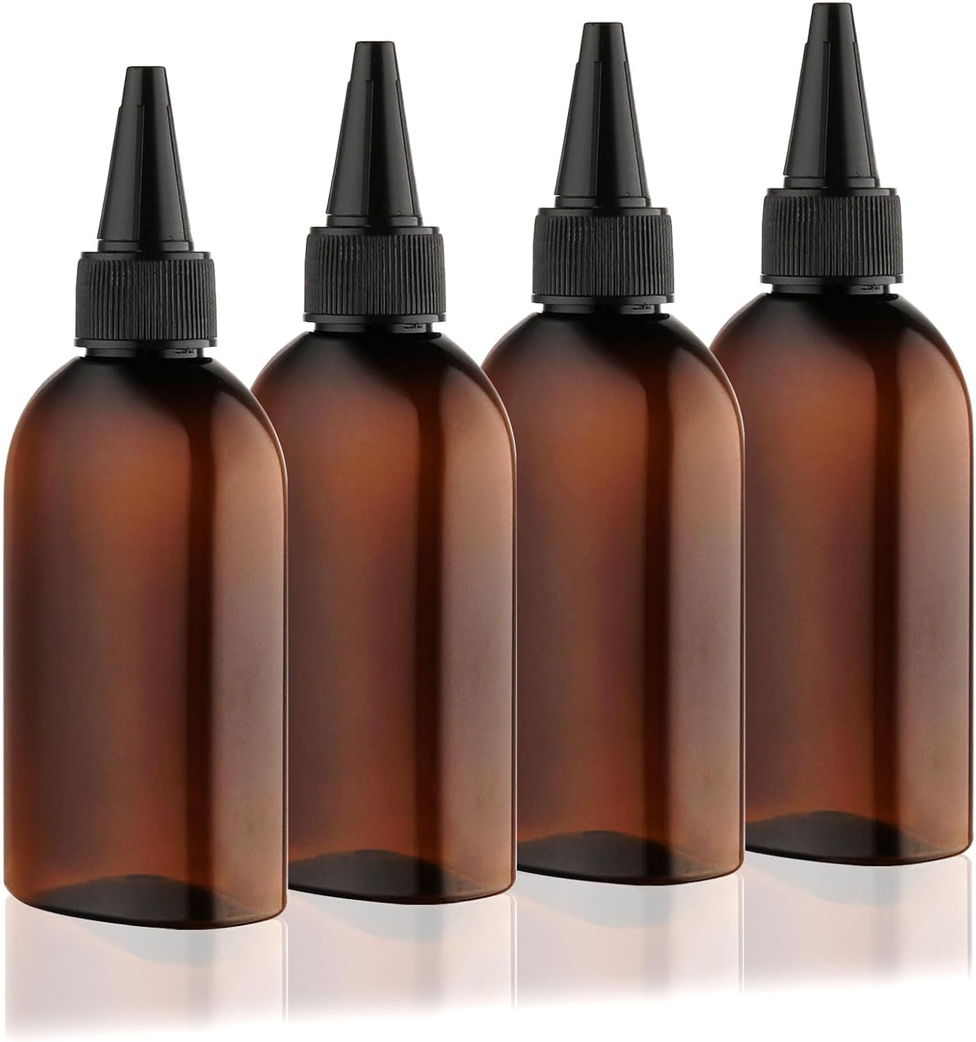 Cosywell Paint Bottles 4Pack 100ml/3.4oz Empty Squeeze Bottles Leak-Proof Plastic Hair Oil Applicator Bottle with Cap Paint Storage Containers for Paint Art Crafts Shampoo Liquids(Brown)