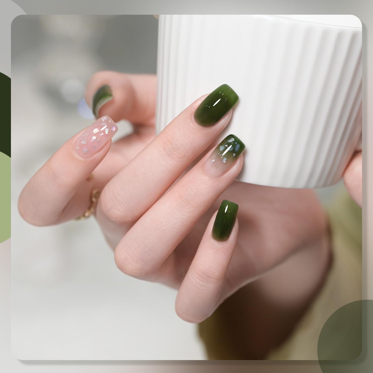 GAOY Gel Nail Polish Kit, 3 Colors 16ml Jelly White Green, Soak Off UV Gel Polish Set - Mint Milk