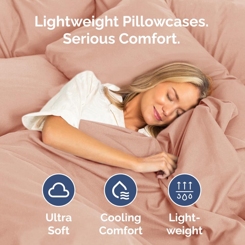 King Pillow Cases Set of 2 - Ultra Soft Hotel Quality Pillowcase Covers - Comfy, Cozy & Wrinkle Free - Shrinkage, Stain and Fade Resistant - Machine Washable Pillow Protectors - 2 Piece Set - Mauve