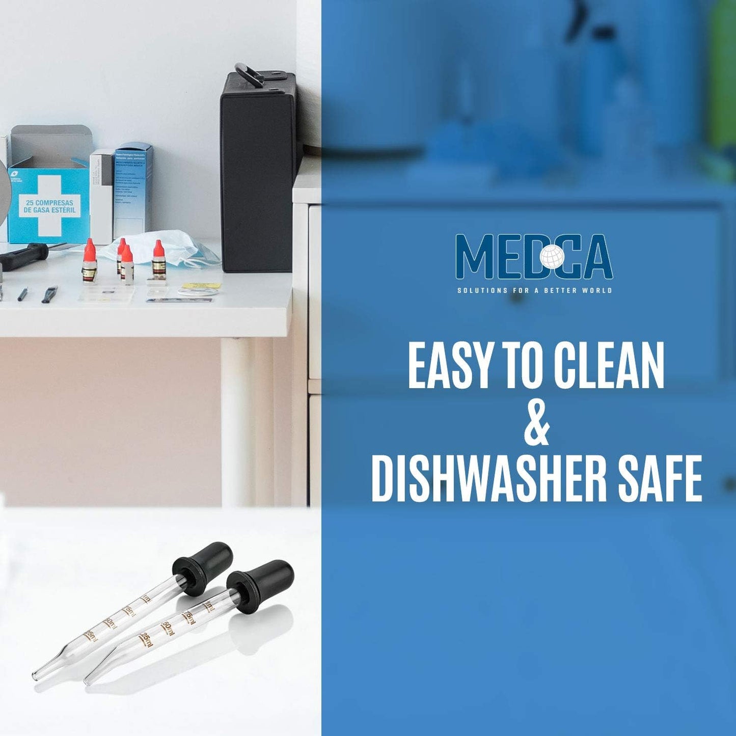 MEDca Eye Dropper - (Pack of 200 Bulk) Bent & Straight Tip Calibrated Glass Medicine Droppers for Medications or Essential Oils Pipette Dropper for Accurate Easy Dose and Measurement (1 mL Capacity)