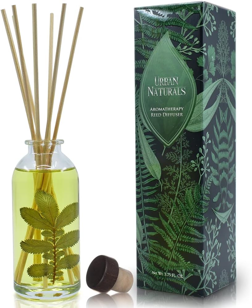 Urban Naturals Eucalyptus Sage Reed Diffuser Oil Gift Set | Eucalyptus, Sage, Mint, Lime & Cedarwood Essential Oils| Soothing & Relaxing Scent for Bathroom or Bedroom