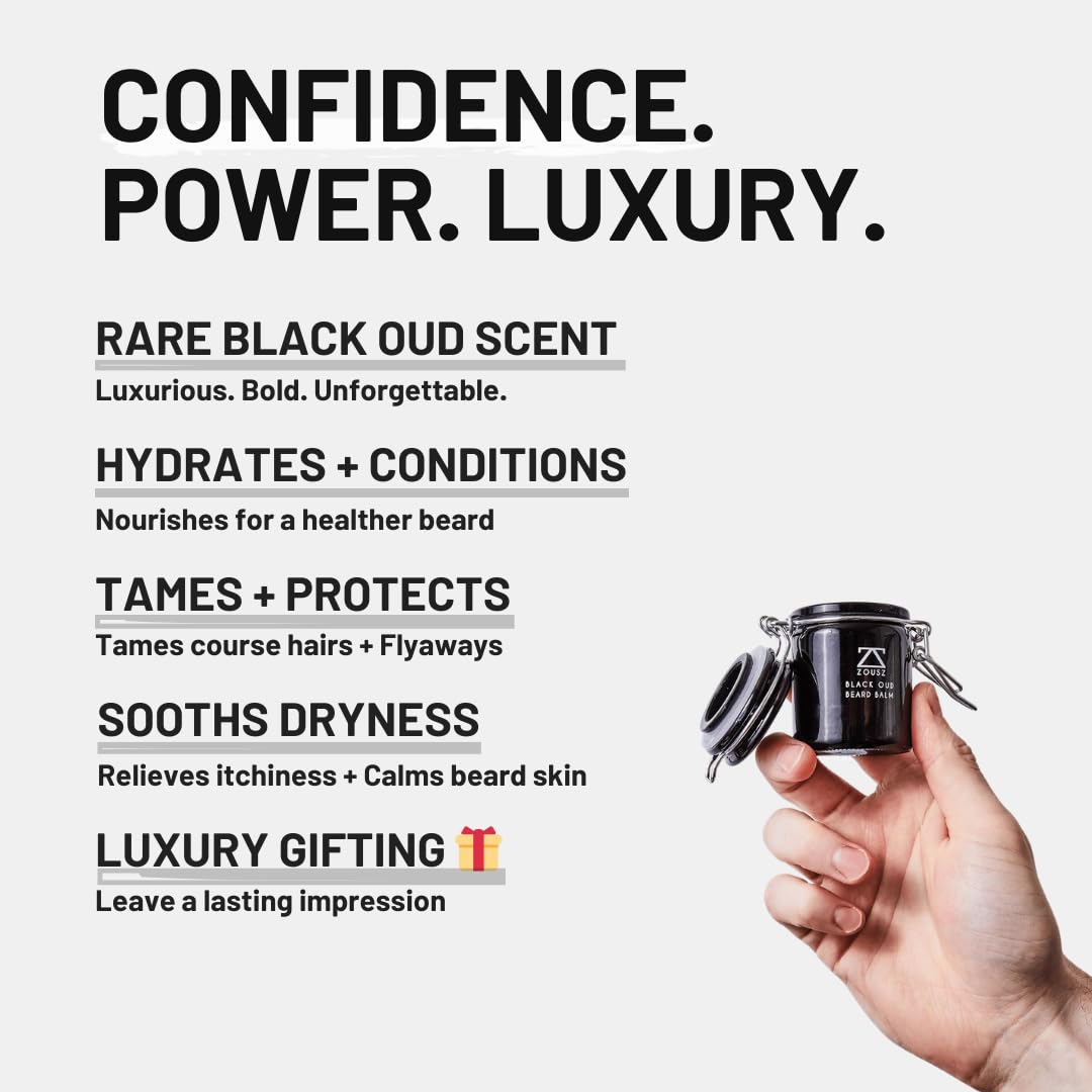 Black Oud Beard Balm for Men Gift Box - Premium Balm/Conditioner/Softener | The Ultimate Beard Care Kit Gift Set for Men, 50mL