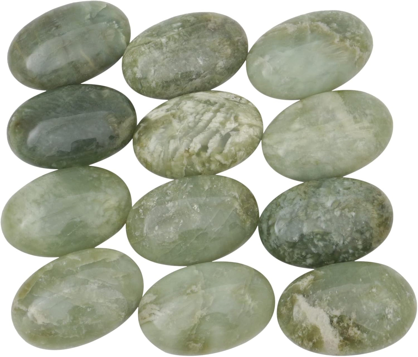 Natural New Jade Oval Polished Worry Stones, Healing Crystal Indoor Fountain Stones Massage Energy Anxiety Relief Items