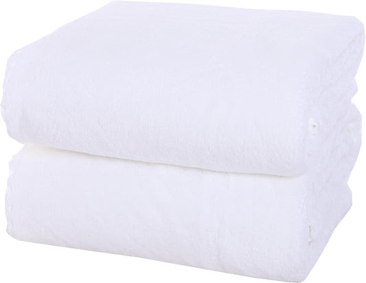 MOONQUEEN 2 Pack Premium Bath Towel Set - Quick Drying - Microfiber Coral Velvet Highly Absorbent Towels - Multipurpose Use as Bath Fitness, Bathroom, Shower, Sports, Yoga Towel (White)