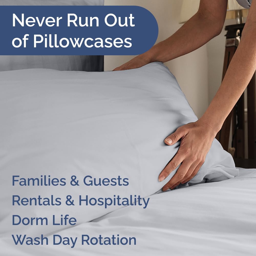 King Pillow Cases Set of 6 - Ultra Soft Hotel Quality Pillowcase Covers - Comfy. Cozy & Wrinkle Free - Shrink, Stain and Fade Resistant - Machine Washable Pillow Protectors - 6 Piece Set - Steel Blue