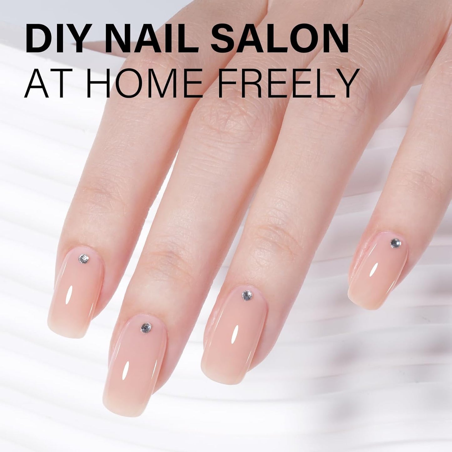 AILLSA Nude Gel Nail Polish Skin Kiss Jelly Gel Polish Neutral Sheer Skin Tones Translucent Gel Polish Long Lasting Light Tan Color Soak Off U V Gel for French Manicure Nail Art at Home 0.51 Oz