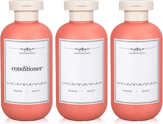 3 PACK Travel Shampoo Bottle, Empty Plastic Squeeze Bottles 6.8oz with Flip Cap, Lotion Container for Toiletries Travel Size Shampoo and Conditioner