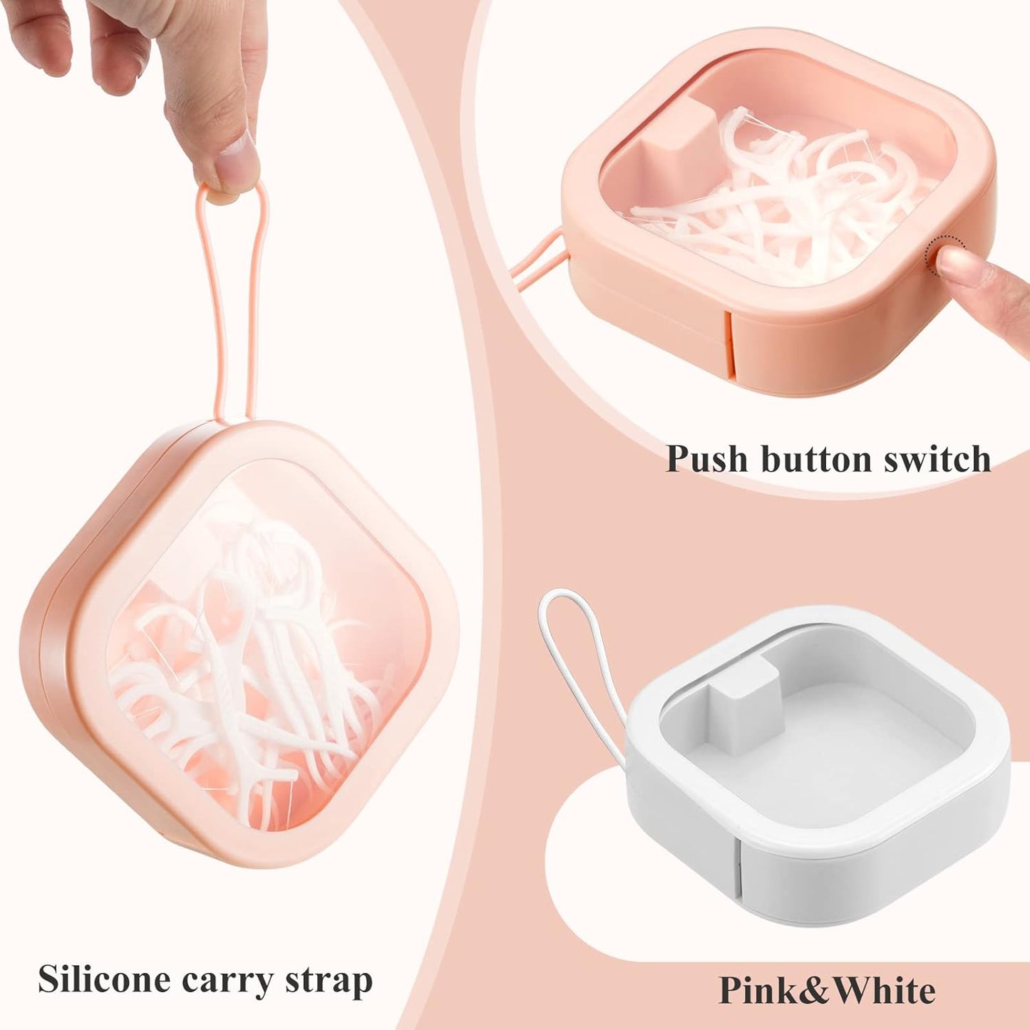 Kathfly 4 Pcs Pink White Hair Tie Organizer Portable Hair Accessory Storage Containers Stackable Tie Bobby Pin Holder Home Cotton Swab Dispenser Accessories Jewelry Organizer Box