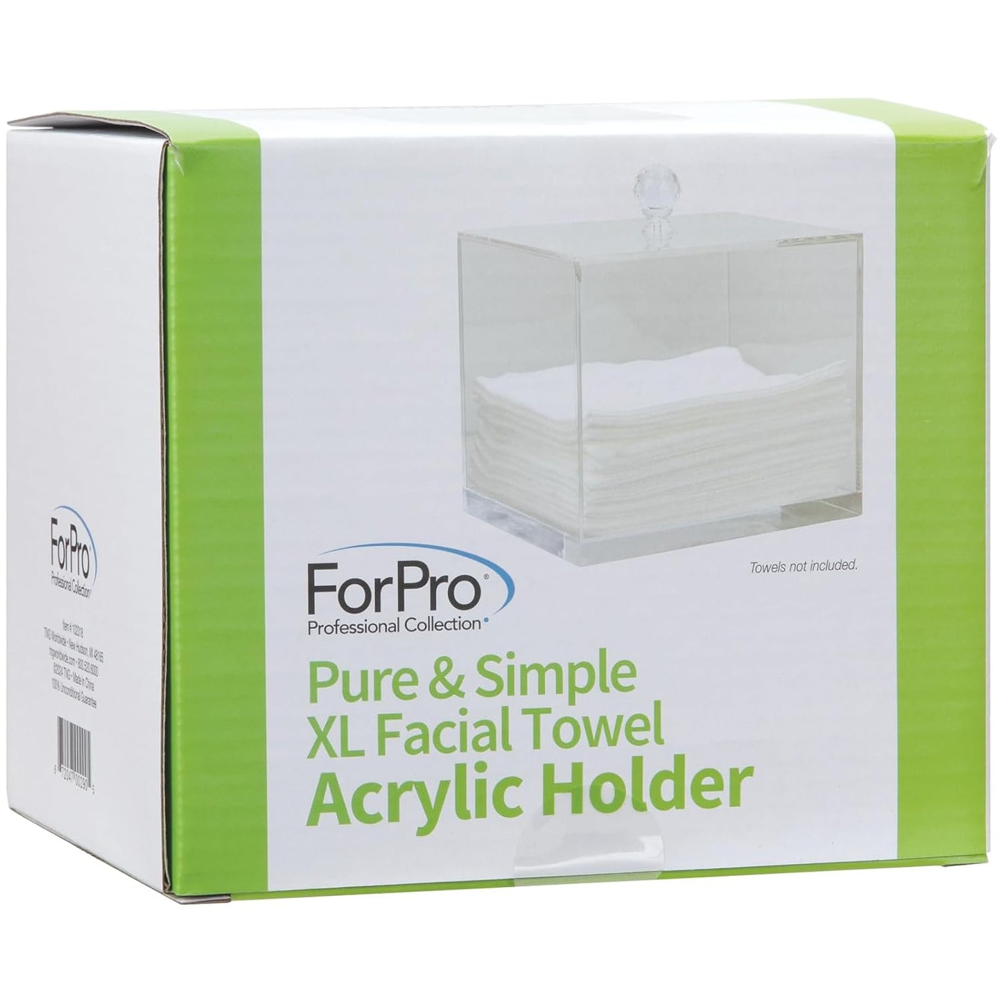ForPro Premium Pure & Simple XL Facial Towel Acrylic Holder, Holds 50 Pure & Simple XL Facial Towels, Disposable Makeup Remover Dry Wipe Holder