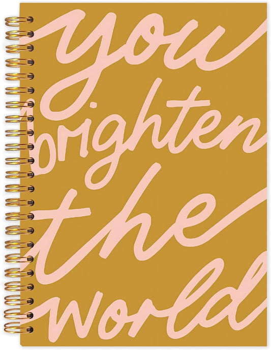 Inspirational Spiral Journal Notebook 5.5x8.3in, You Brighten the World,Positive Gifts for Women, Affirmation Journal for Women, Motivational Hardcover Notebook