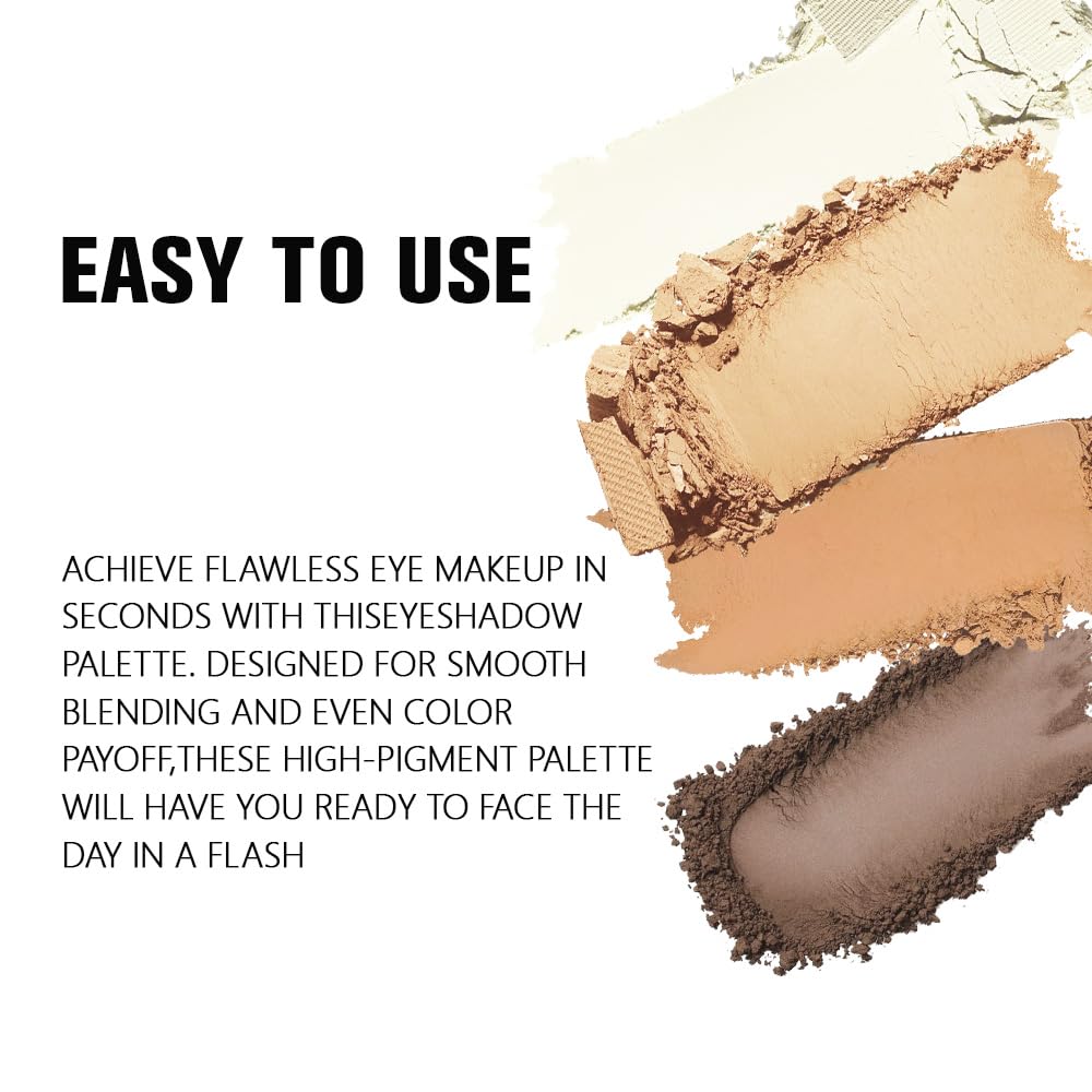 Powder Eyeshadow Quad, Light Medium Beige Brown Matte Eye Shadow Palette Makeup, Neutral Vegan Shimmer Quads Eye Shadow Palette for Older Women Pigmented Waterproof, paleta de sombras de ojos