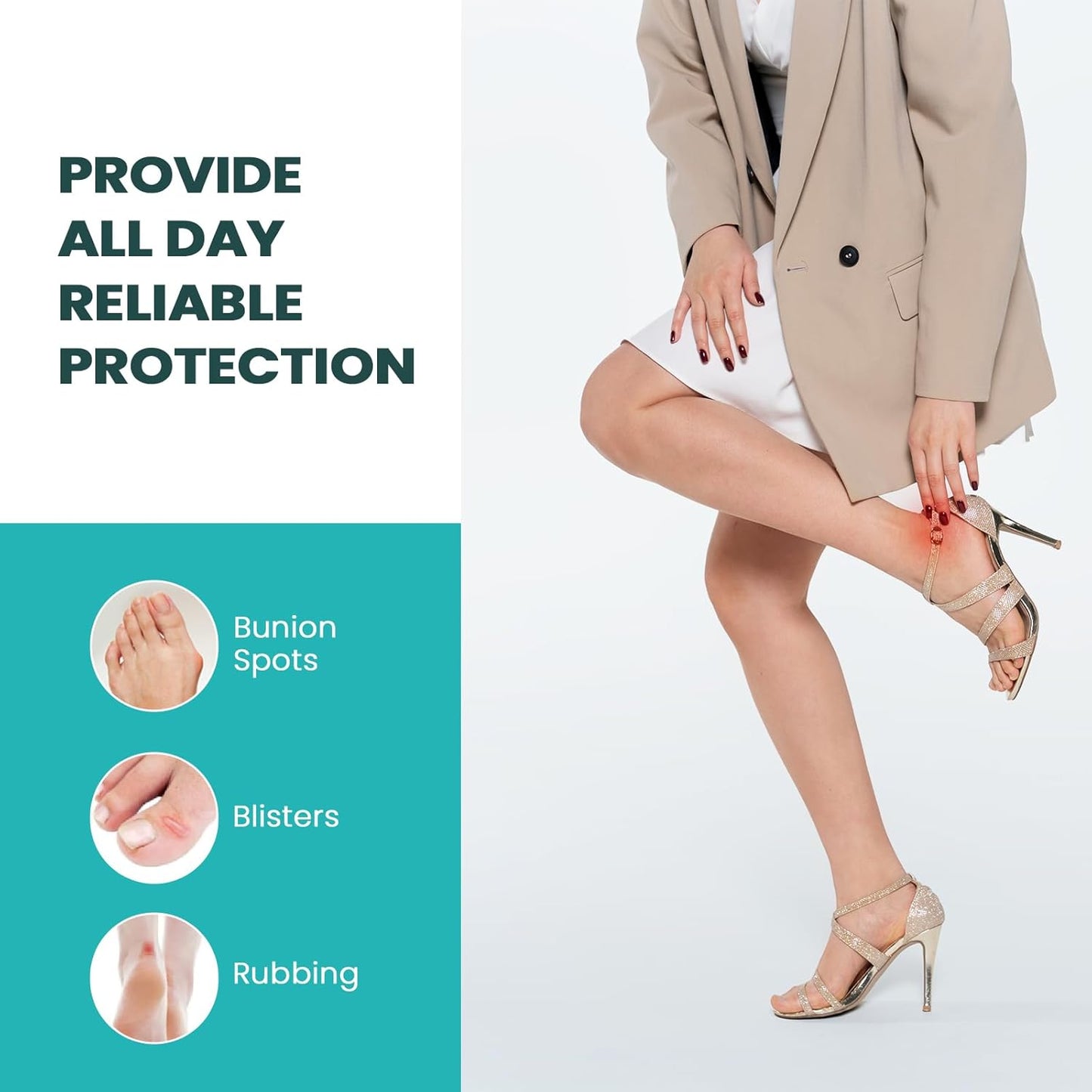 Waterproof Hydrocolloid Gel Blister Bandages - Pads for Heel, Foot, Toe & Feet - Gel Blister Cushions for Prevention & Recovery (32ct, Heel Pack)