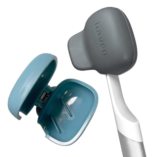 Haven Toothbrush Cover - Fits Most Adults' & Kids' Electric & Standard Toothbrushes - Pack of 2 - Blue & Charcoal Gray