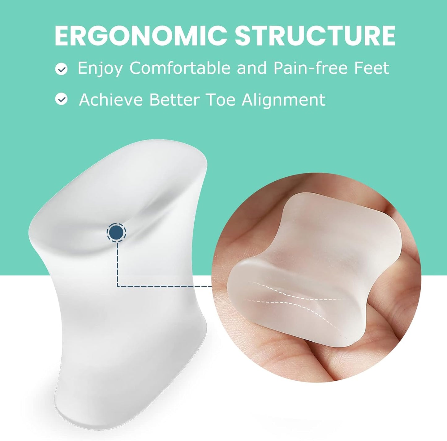 Welnove 12-Pack Gel Toe Separators – Bunion Pads – Toe Spacers for Straightening Overlapping Toes for Men and Women - Transparent