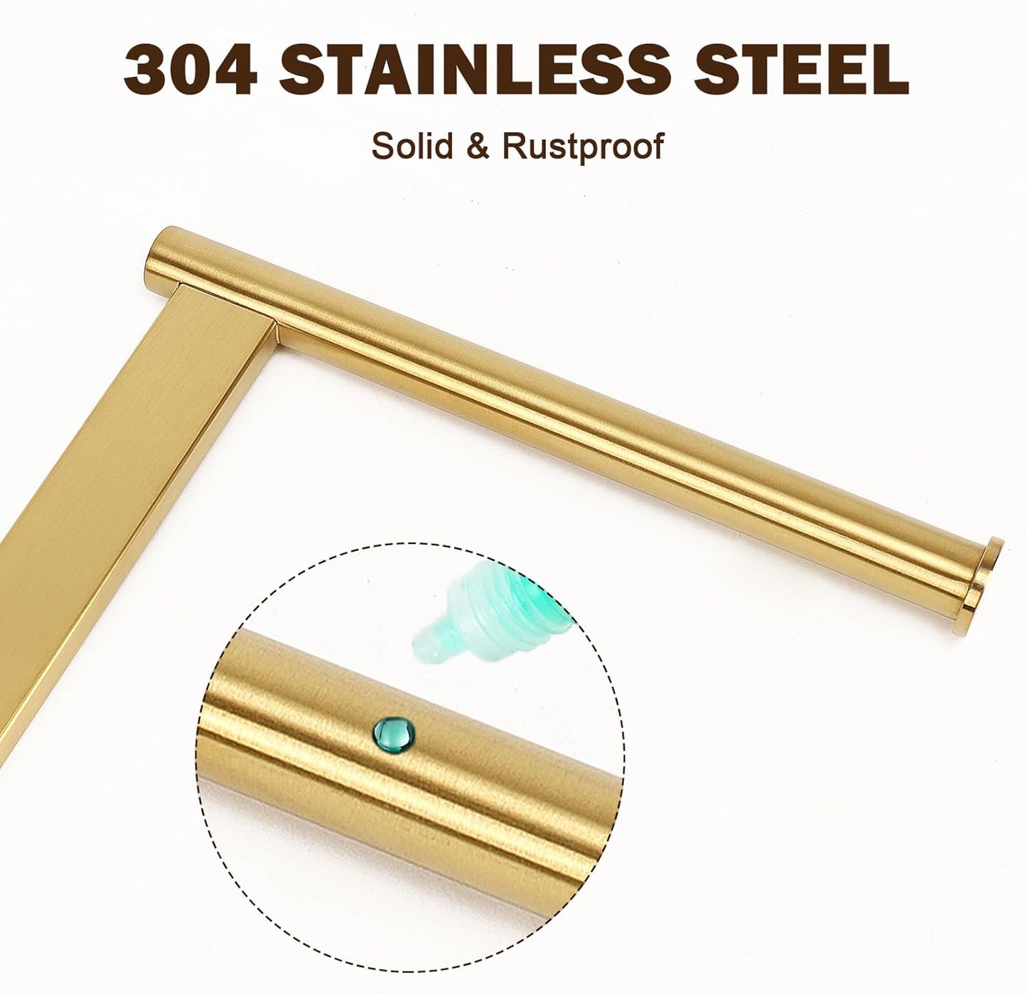 Hand Towel Holder Stand for Bathroom, L- Shaped Standing Hand Towel Rack, Towel Bar Kitchen Vanity Countertop Organizer, SUS304 Stainless Steel Material (Marble Base, Gold)