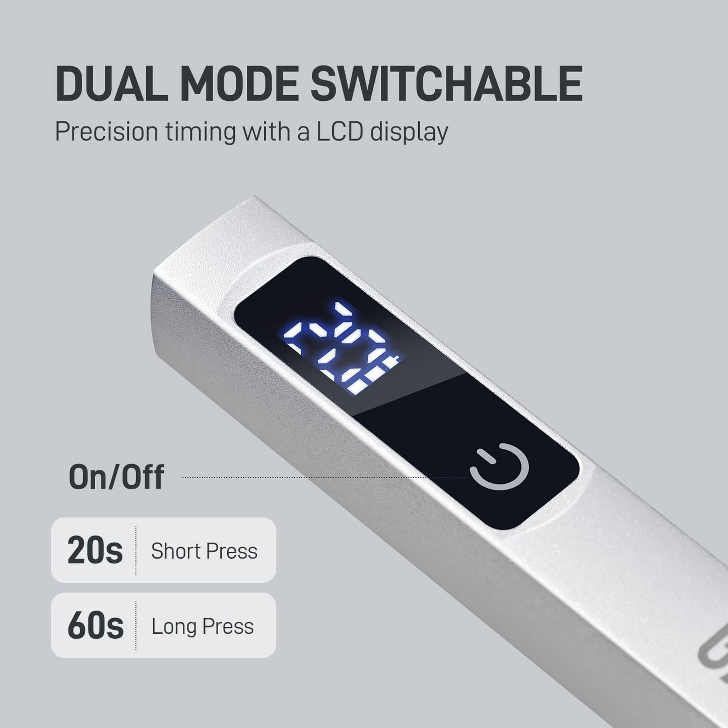 GAOY Cordless UV Light for Gel Nails, Handheld Nail Lamp, Portable Cordless Rechargeable Fast Curing, Matte Silver