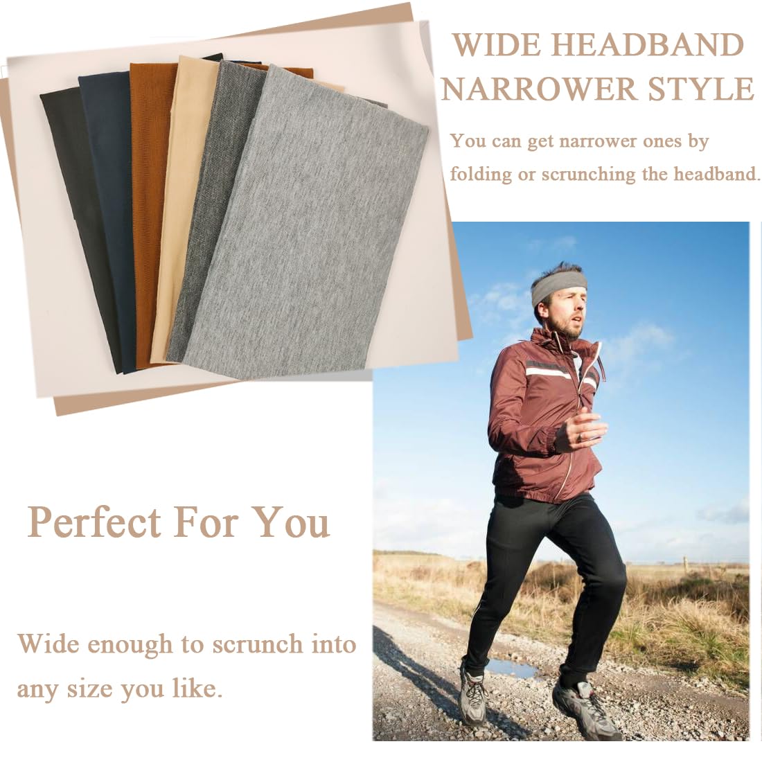 Wide Headbands For Women Stretchy Headband Workout Head Bands For Women's Hair Band Non Slip Head Wrap 6 Pack