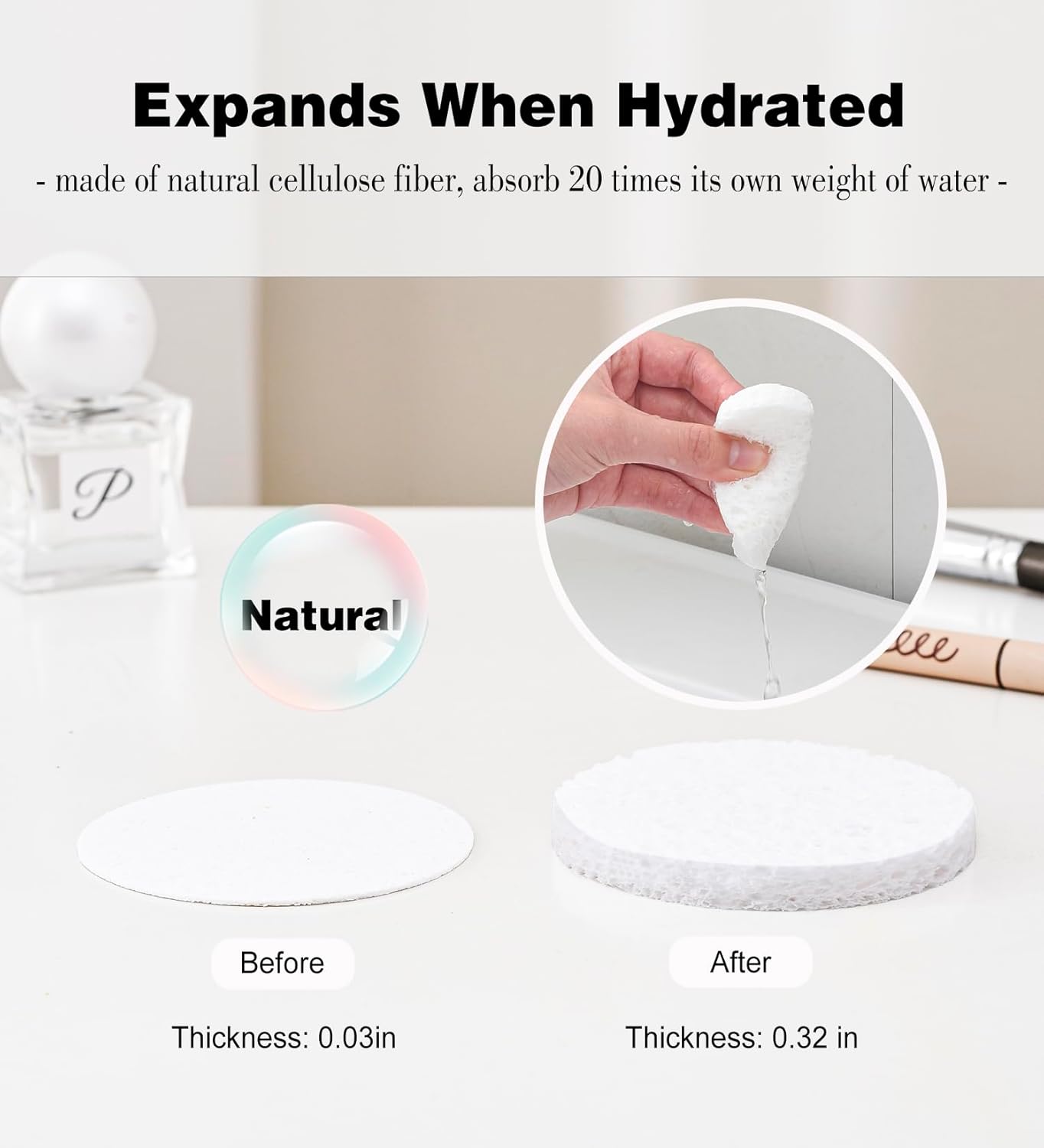 METUUTER 50 PCS Compressed Facial Sponges for Estheticians- 100% Natural Cellulose Face Sponge Professional Cosmetic Spa Sponges for Face Cleansing, Massage, Pore Exfoliating, Mask, Makeup Removal