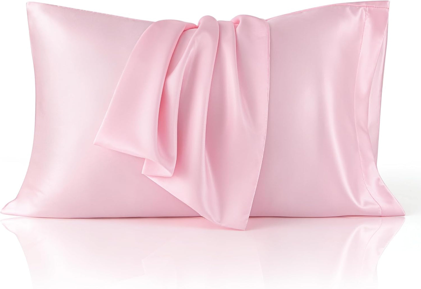 Bedsure King Size Satin Pillowcase Set of 2 - Pink Silky Pillow Cases for Hair and Skin with Envelope Closure, Similar to Silk Pillow Cases, Christmas for Women, 20x36 Inches, 2pcs