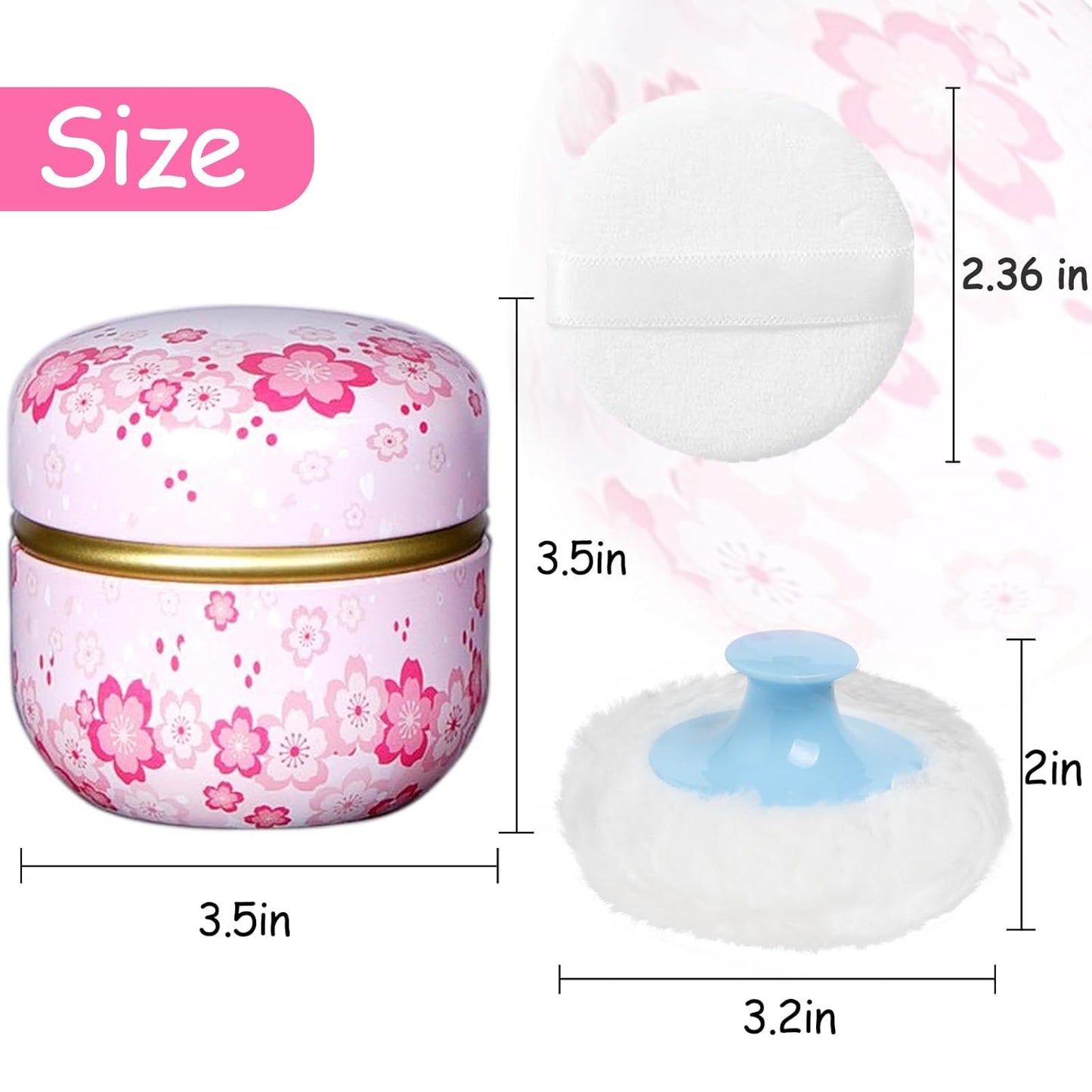 Powder Puff and Powder Container for Body Dusting Powder Case with Puff for Baby and Women,Loose Powder Containers with Puff for Travel (Light Pink)