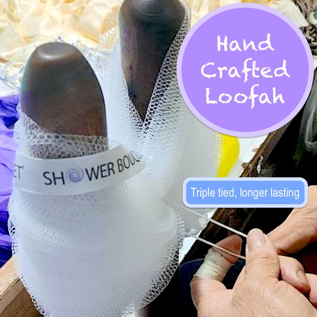 SHOWER BOUQUET Loofah-Bath-Sponge XL Soft-Pastel-Colors 4-Pack // Extra-Large 75g Mesh Luffa Loofa Loufa Puff Pouf Set/Exfoliating Body Scrubber for Women and Men - Exfoliate & Soothe Face & Body