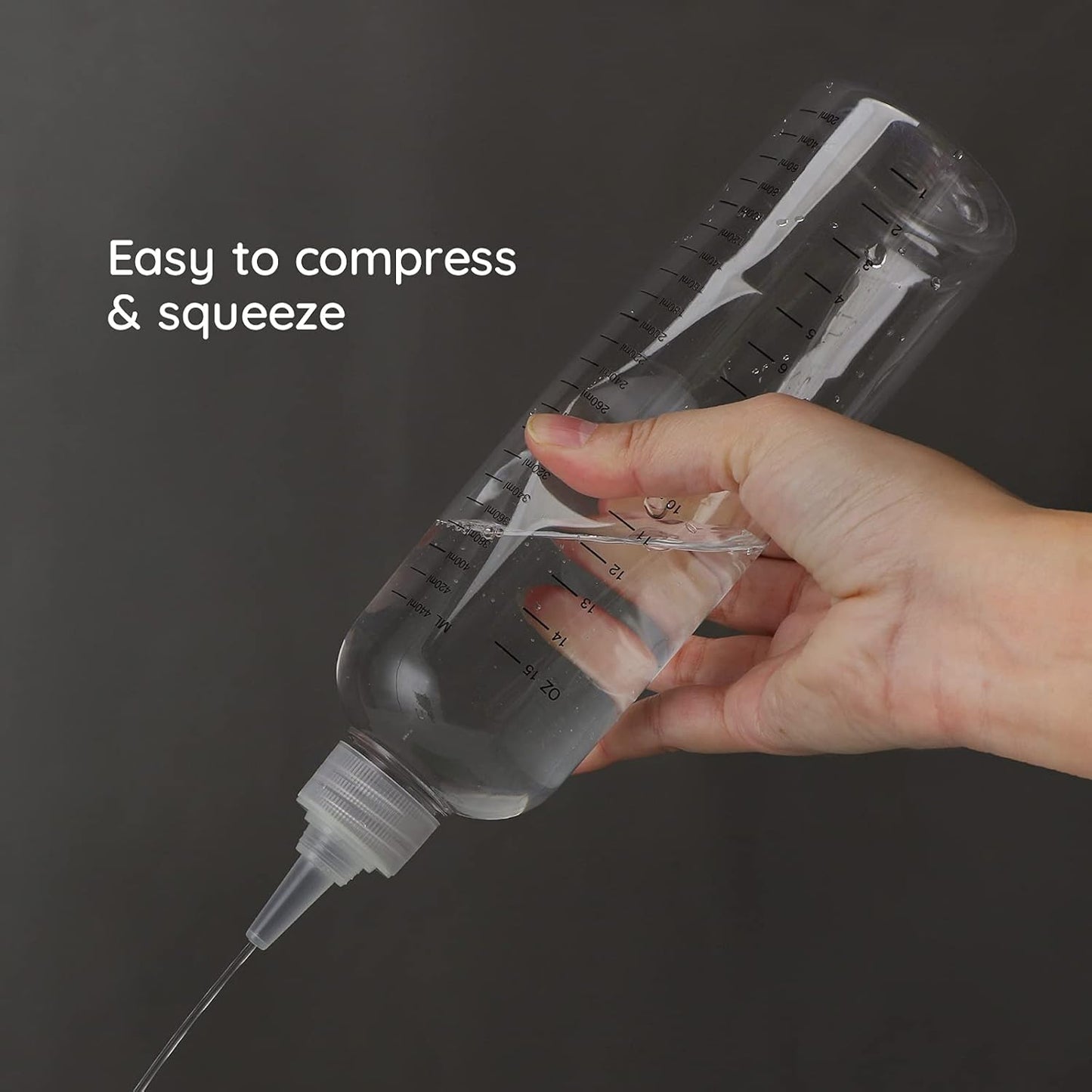 Segbeauty 16.9oz Hair Dye Bottles, 2Pcs 500ml Refillable Measured Hair Color Applicator Bottles, Clear Hair Color Squeeze Bottle with Graduated Scale, PET Twist Top Cap Tip Plastic Empty Dyeing Tool