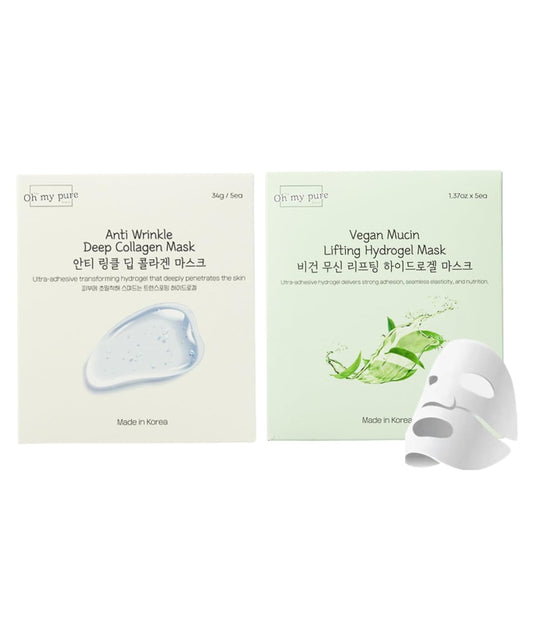Hydrogel Collagen Korean Face Mask 5+5 EA Luxury Skin Care (AntiWrinkle, Vegan Mucin) (Variety 10)