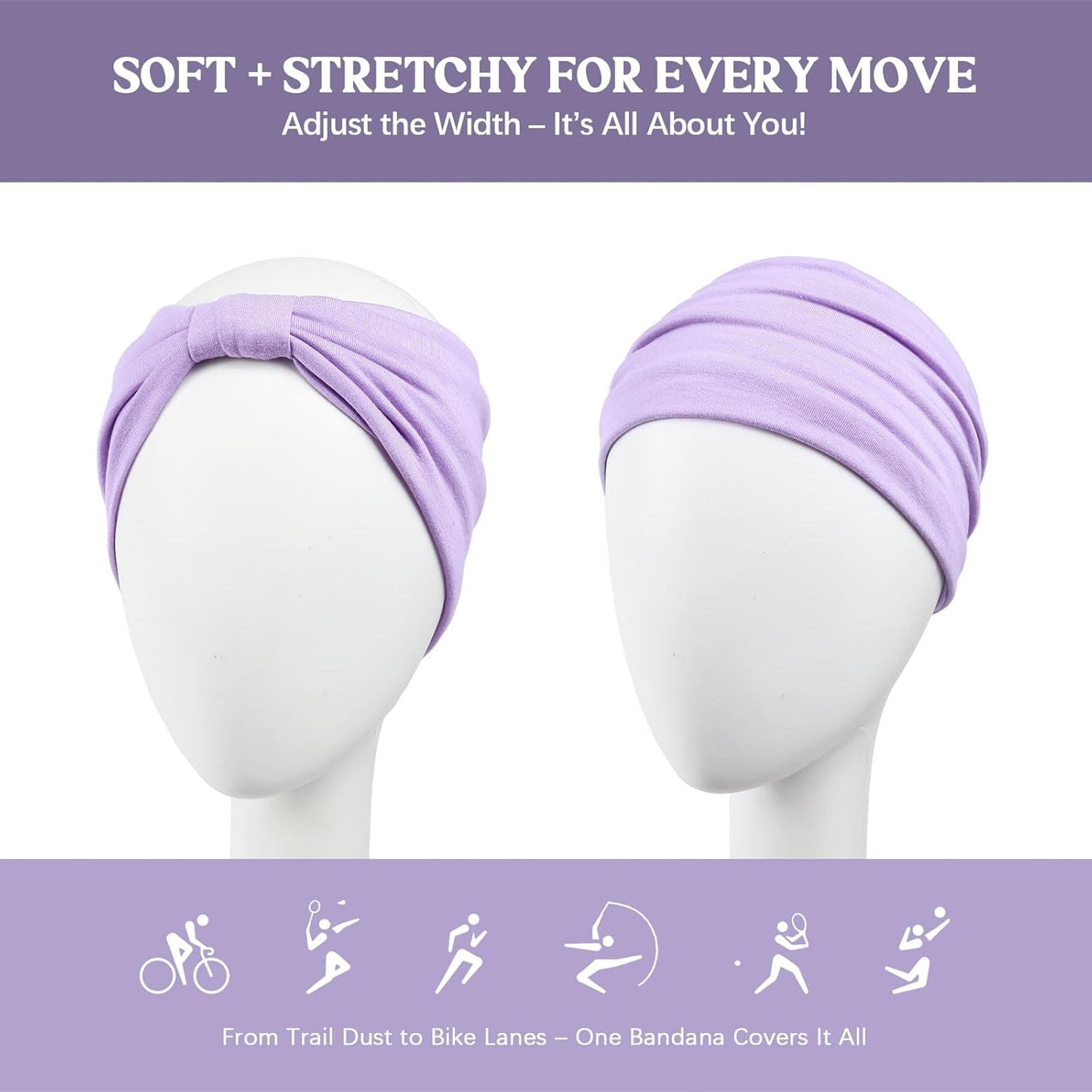 Wide Headbands for Women Knotted No Slip Head Bands Soft Turban Headband Hair Accessories Boho African Solid Color Head Wraps for Women Yoga Workout Pack of 6