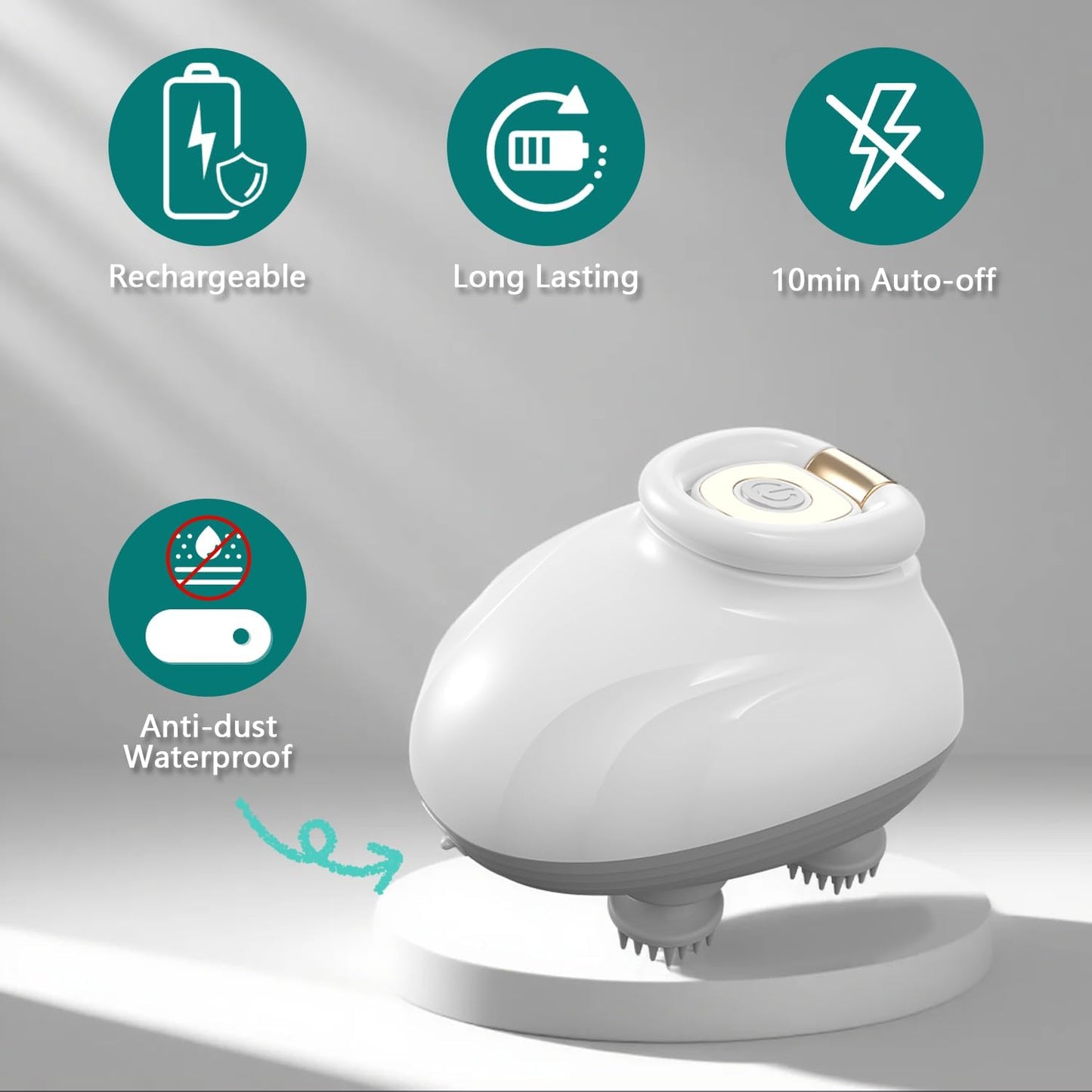 TISSCARE Electric Scalp Massager, Cordless Head Massager Scalp for Hair Growth and Stress Relax, 3 Speed Modes, Waterproof Handheld Portable Head Scratcher for Pet Dog Cat Massage, Gift for Women Men