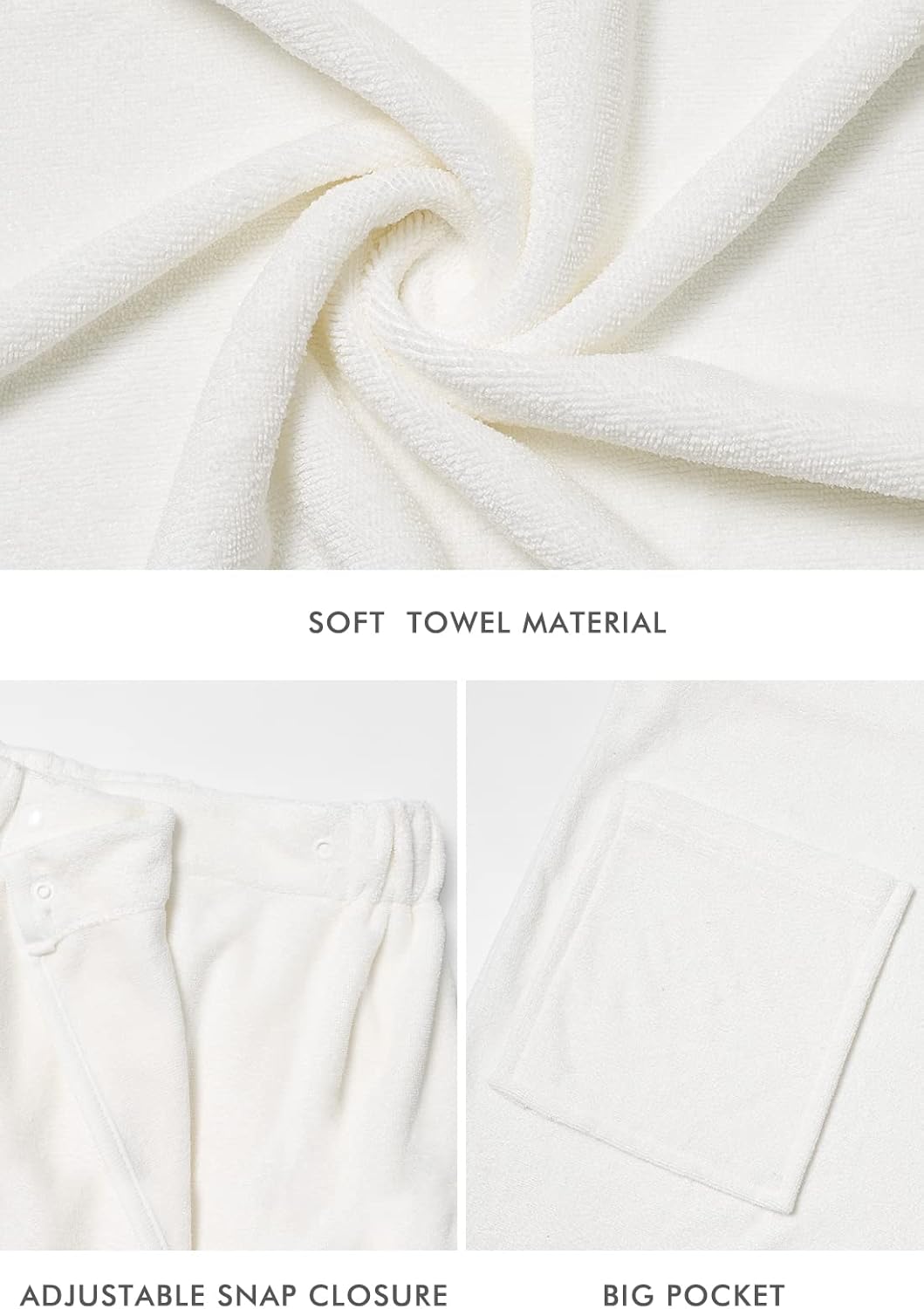 Knuffnee Women Bath Towel Robe Spa Body Wrap Shower Bathrobe Adjustable Snap Closure