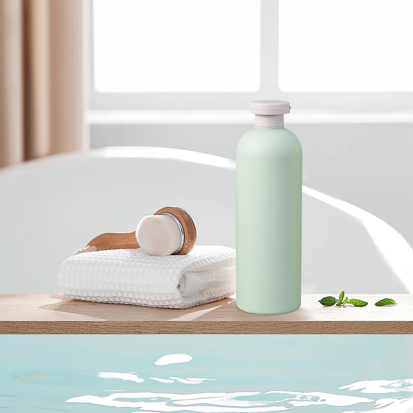 13.5 oz Plastic Travel Shampoo Bottles, Refillable Flip Cap Squeeze Bottles for Toiletries, Large Leakage-proof Travel Shampoo and Conditioner Container (Blue and Green)