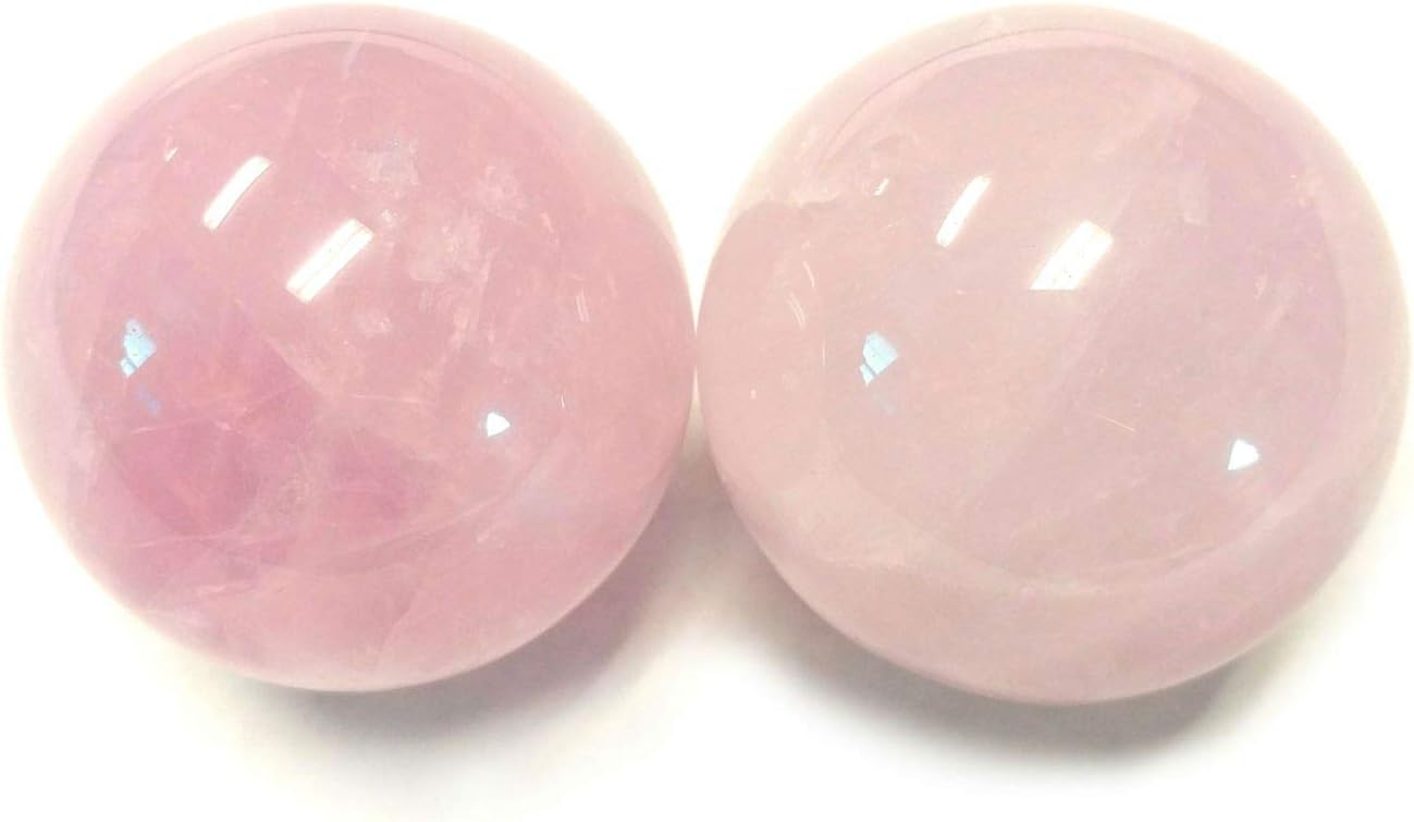 1.57" Rose Quartz Crystal Baoding Balls, Pink Crystal Health Stress Exercise Balls for Stress Relief, Exercise, Natural Quartz Sphere Gemstone Handball with Carry Pouch (Box-Packed) M16