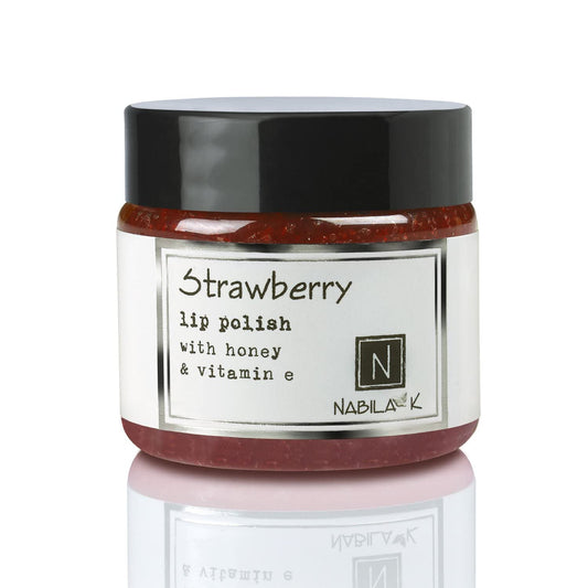 Nabila K Lip Polish with Honey and Vitamin E, Lip Scrub for Dry and Chapped Lips, Strawberry Lip Repair Sugar Scrub, 1 oz