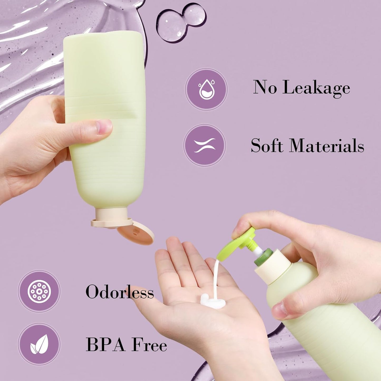 16.9oz Travel Shampoo Bottle with Flip Cap, Refillable Plastic Pump Bottles Dispenser for Soap, Shampoo, Lotions, Liquid Body Wash, Creams and Massage Oil (2Pack, 16.9oz/500ml)