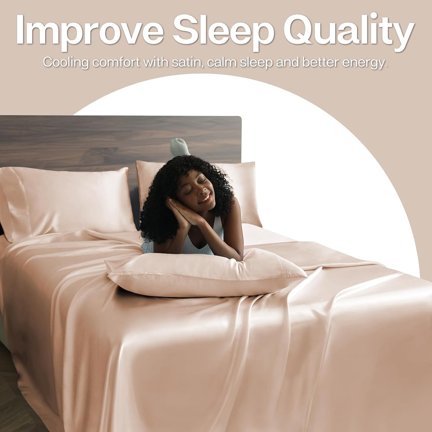 MR&HM Satin Pillowcase for Hair and Skin, Silk Satin Pillowcase 2 Pack, Queen Size Pillow Cases Set of 2, Silky Pillow Cover with Envelope Closure (20x30, Champagne)