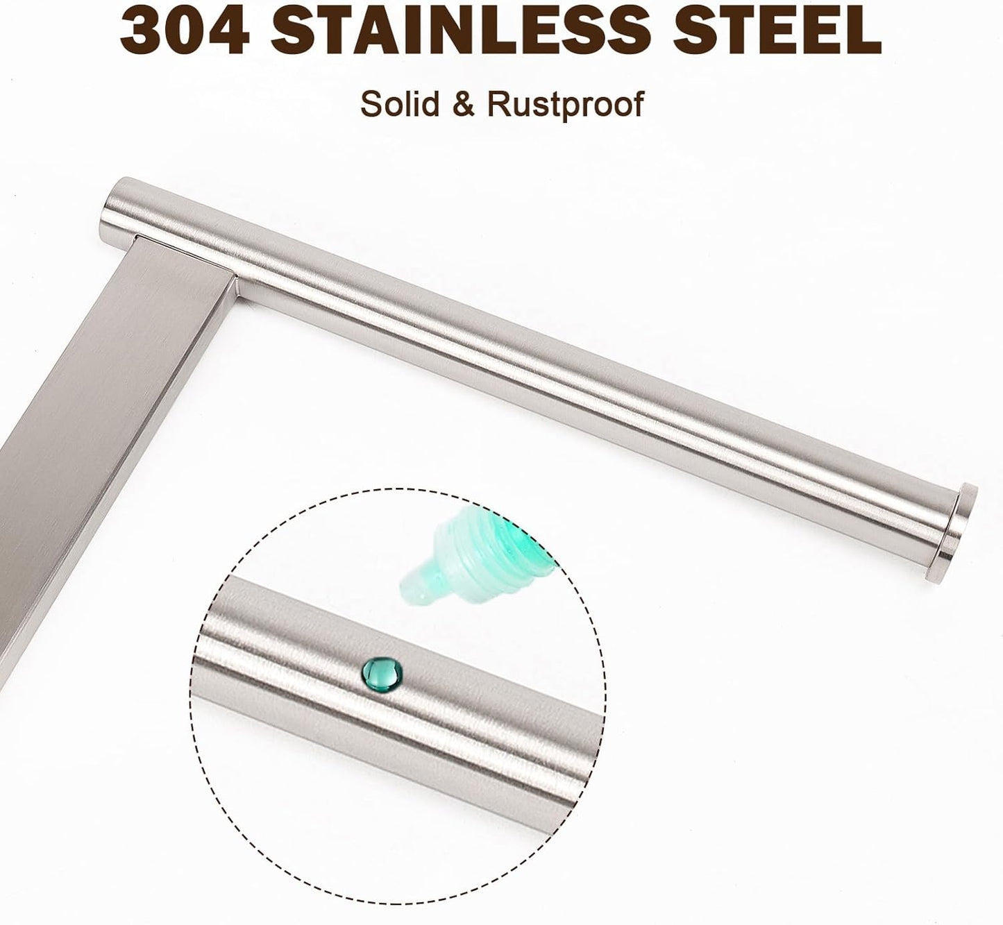 Hand Towel Holder Stand for Bathroom, L- Shaped Standing Hand Towel Rack, Towel Bar Kitchen Vanity Countertop Organizer, SUS304 Stainless Steel Material (Marble Base, Brushed Nickel)