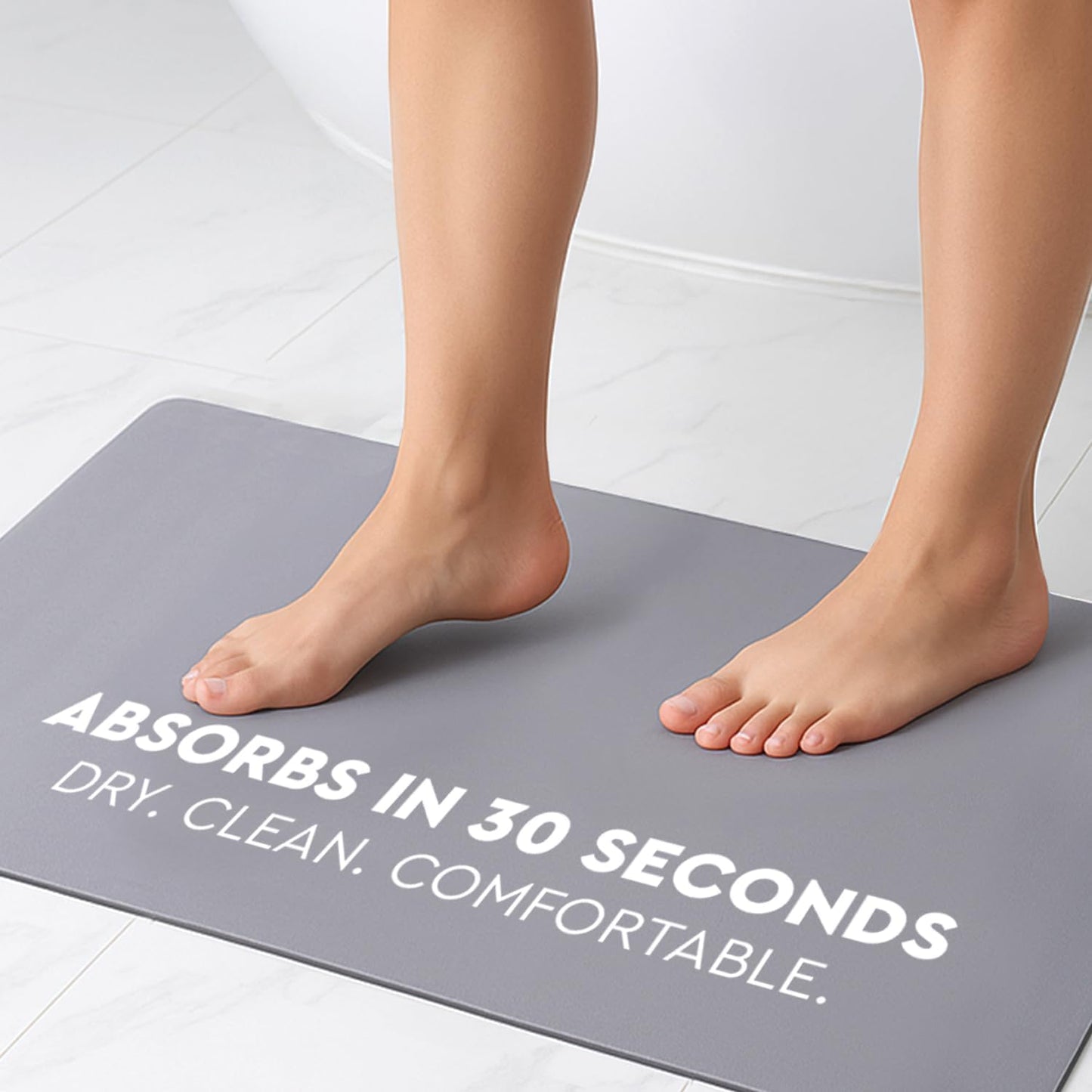 Homergy Bath Mat – Super‑Absorbent & Quick‑Dry with Non‑Slip Rubber Backing, Machine Washable & Odor Resistant – 20x32 in, Gray