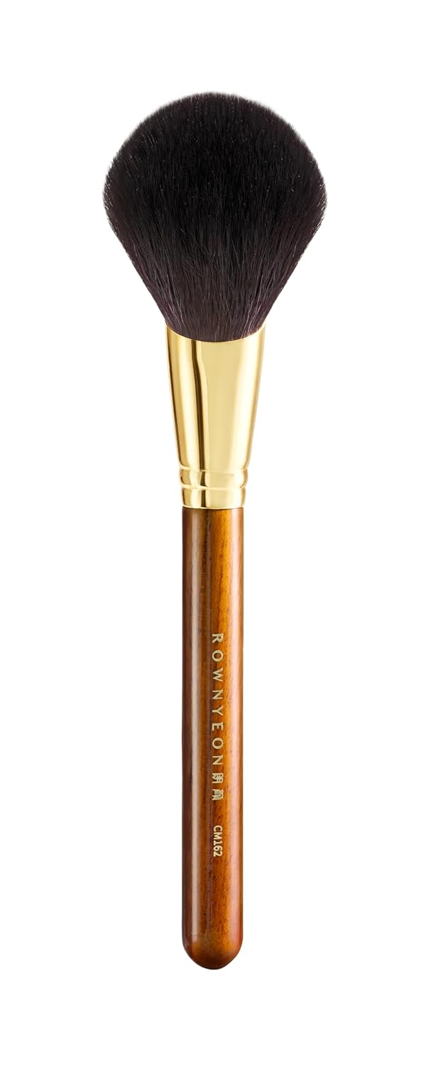 Desert Oak Series Sloped Umbrella Powder Brush - Angled Top for Effortless Powder Application, Premium Goat Hair Bristles with Bubinga Handle & Golden Brass Ferrule (CM 162)